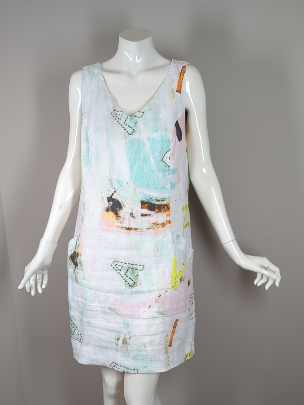 CHARLIE B Linen Dress with Pastel Accents - Picture 4 of 9